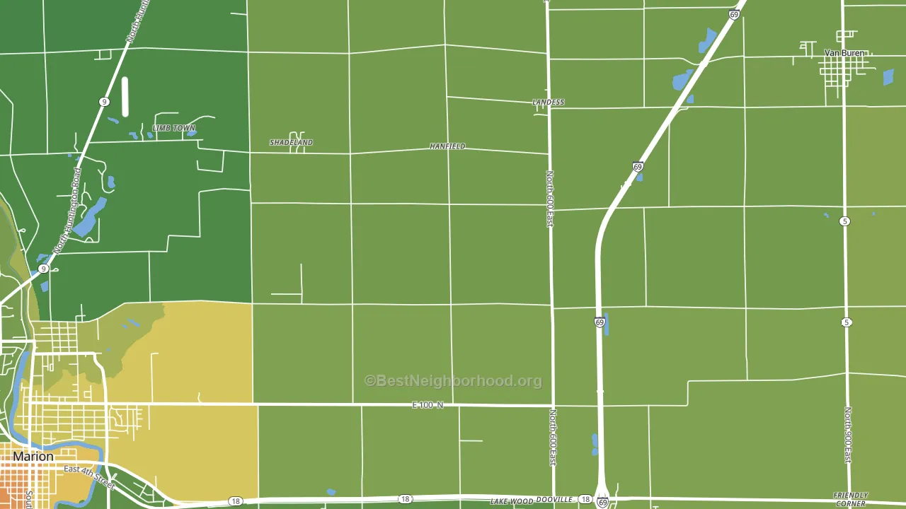 Hanfield, IN block-group voter-turnout map