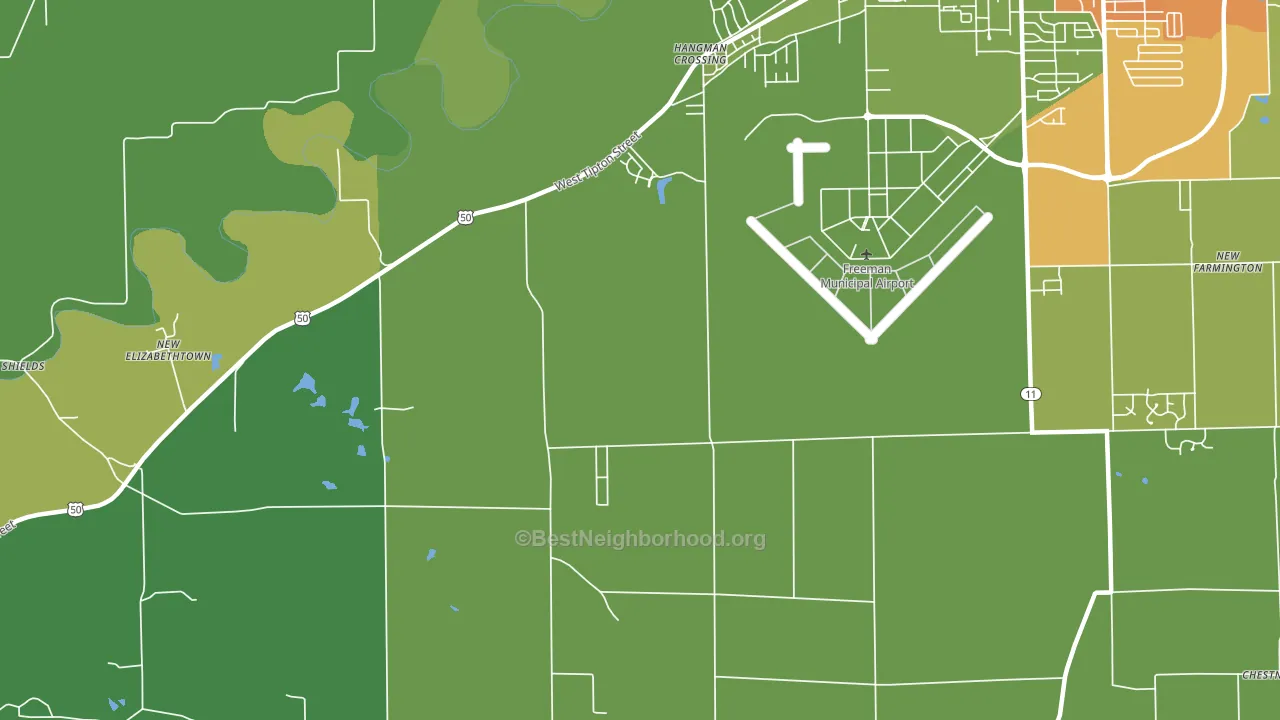Hangman Crossing, IN block-group voter-turnout map
