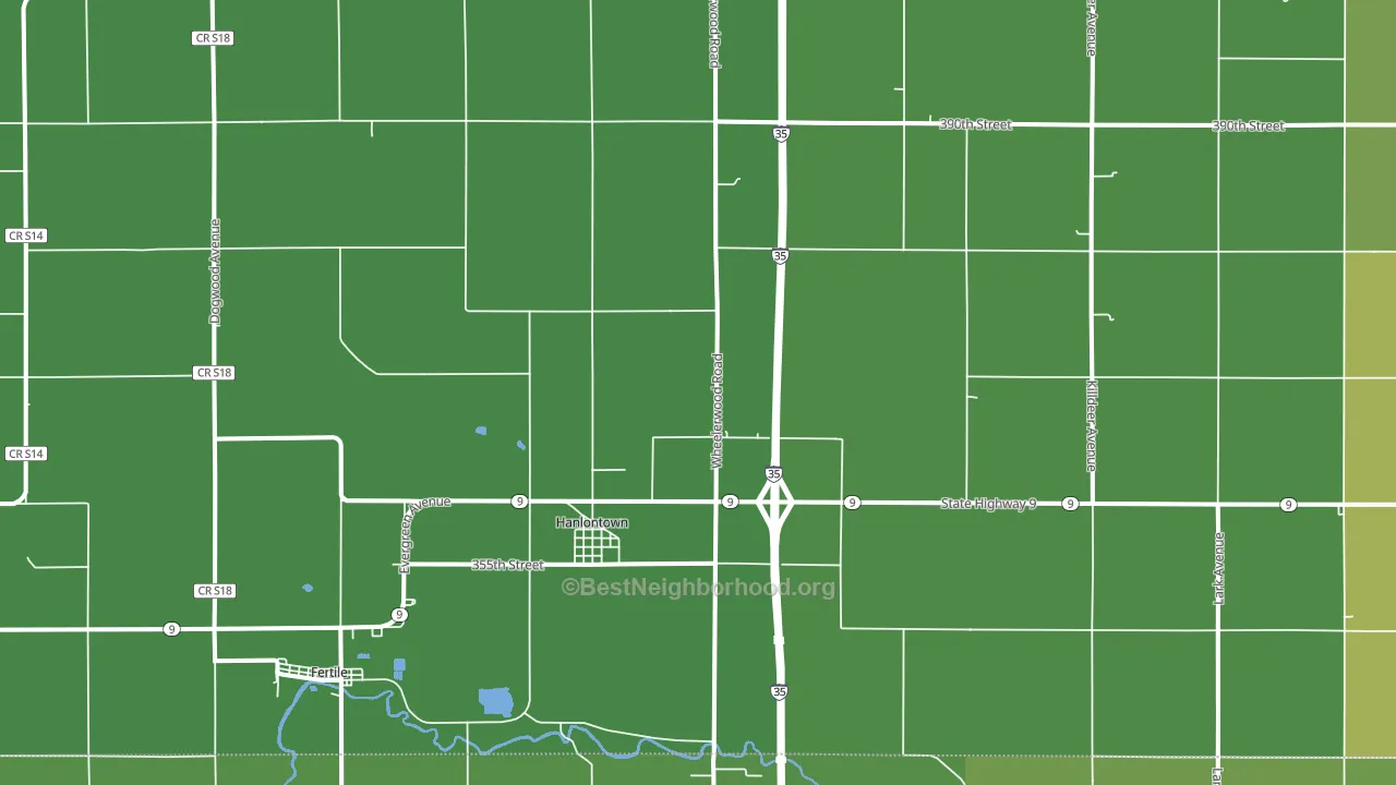 Hanlontown, IA block-group voter-turnout map
