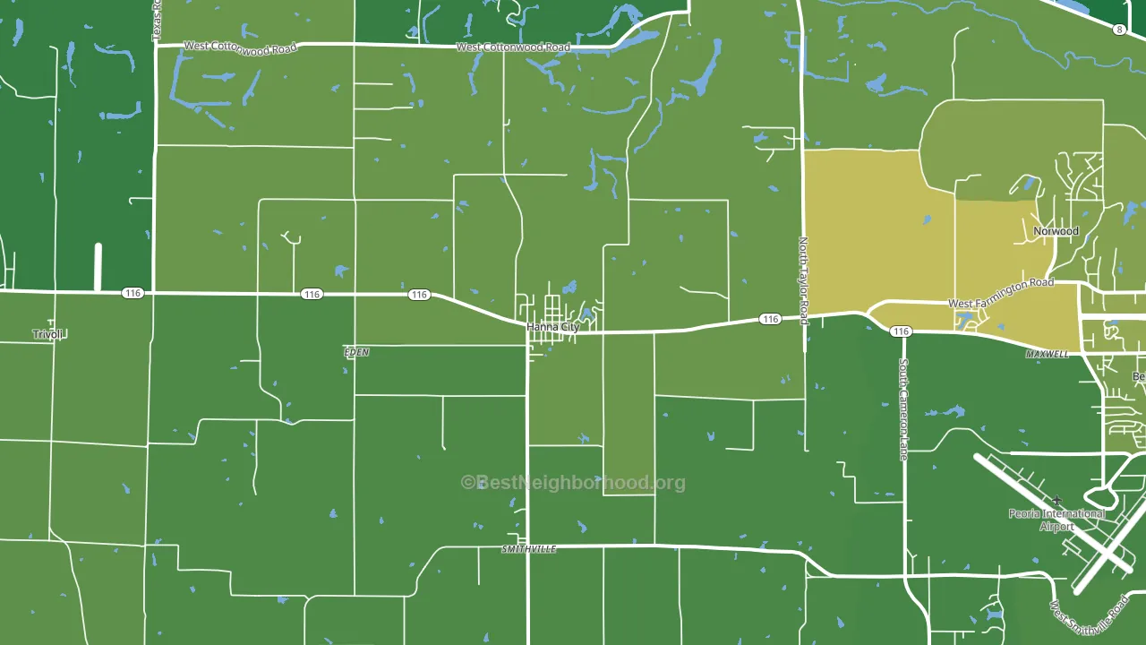 Hanna City, IL block-group voter-turnout map