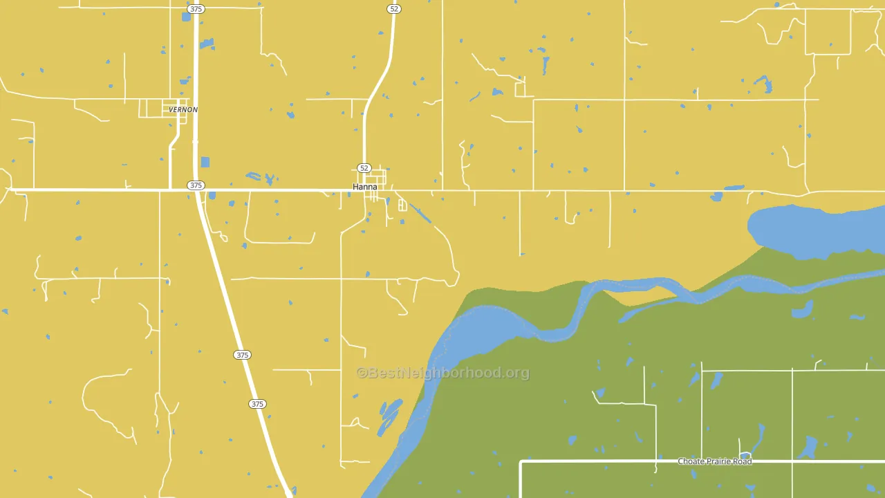 Hanna, OK block-group voter-turnout map