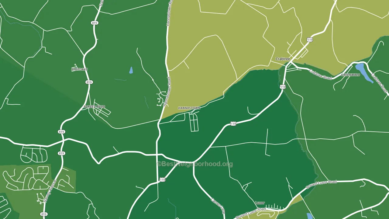 Hannastown, PA block-group voter-turnout map