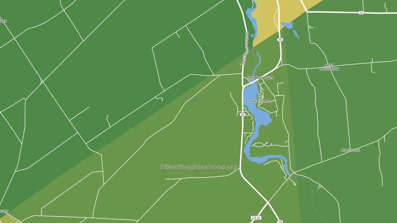 Hannawa Falls, NY block-group voter-turnout map