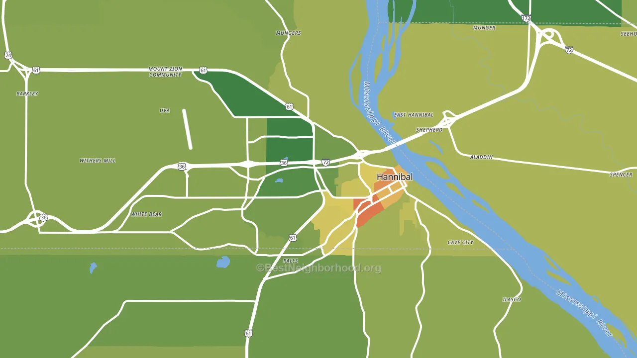 Hannibal, MO block-group voter-turnout map