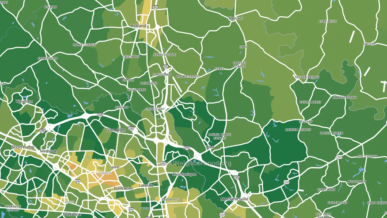 Hanover County, VA block-group voter-turnout map