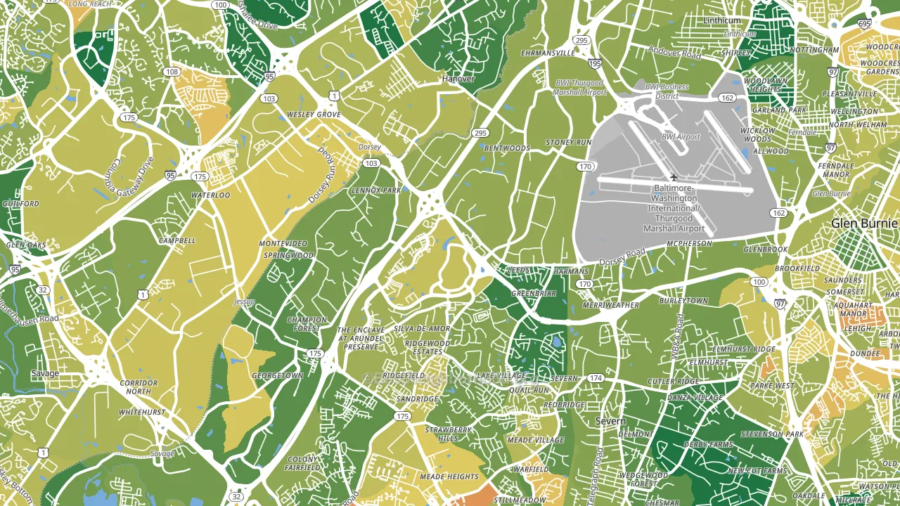 Hanover, MD block-group voter-turnout map