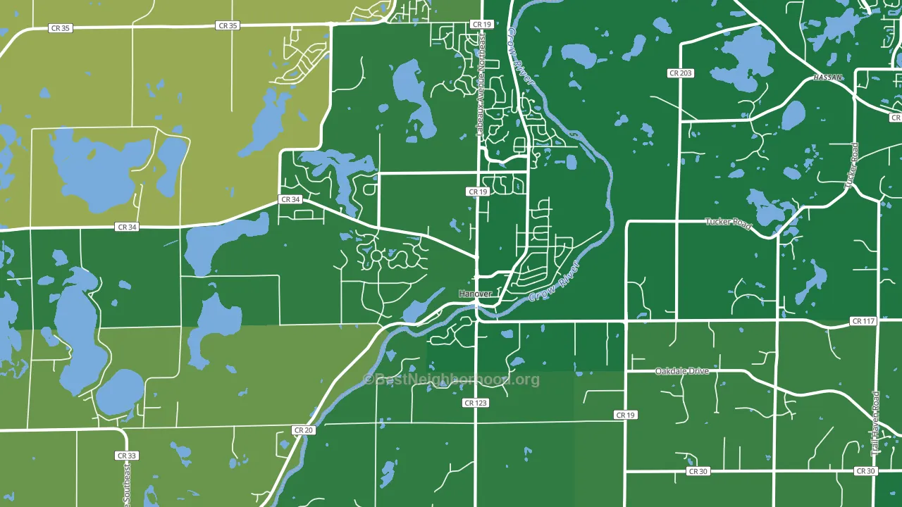 Hanover, MN block-group voter-turnout map