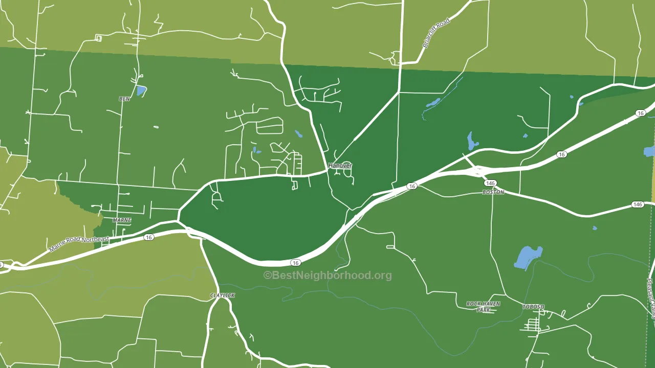 Hanover, OH block-group voter-turnout map