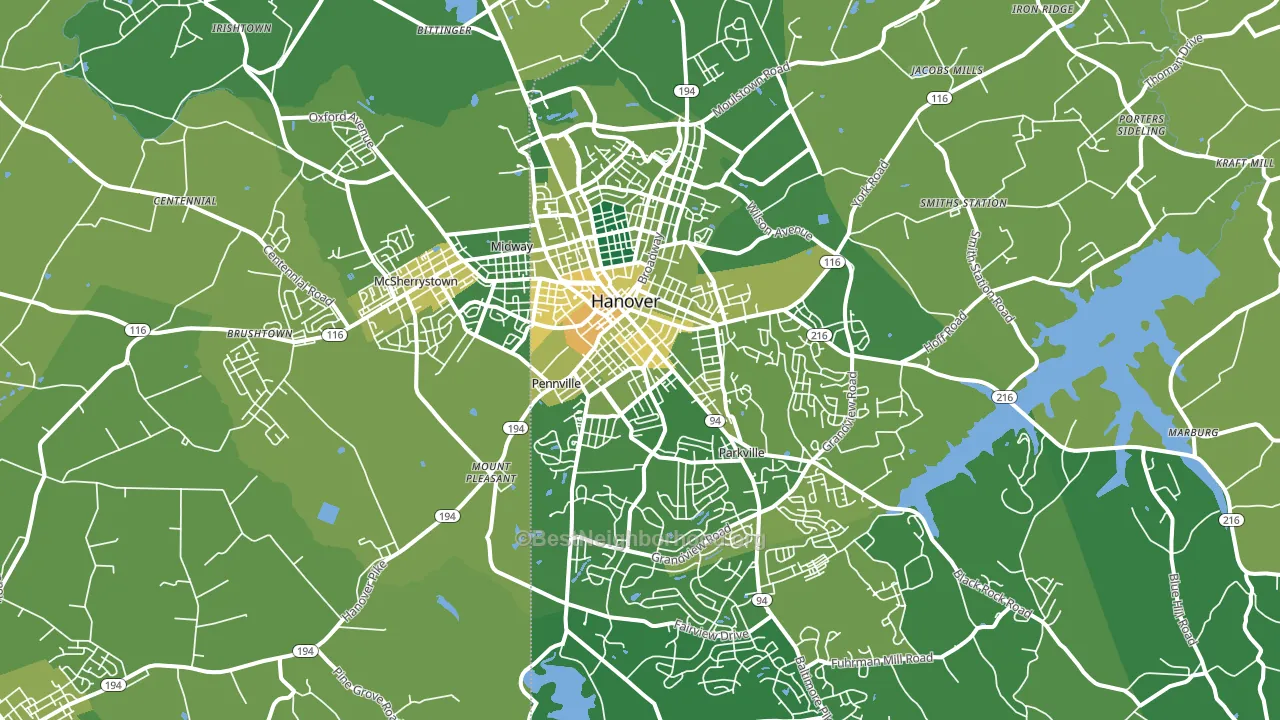Hanover, PA block-group voter-turnout map