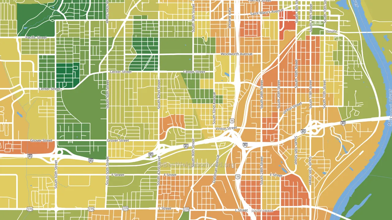 Hanscom Park, Omaha, NE block-group voter-turnout map