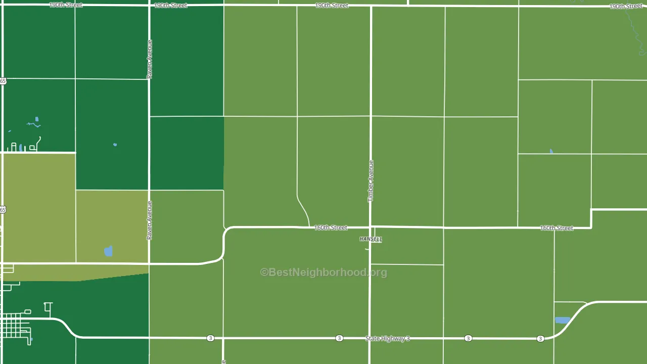 Hansell, IA block-group voter-turnout map