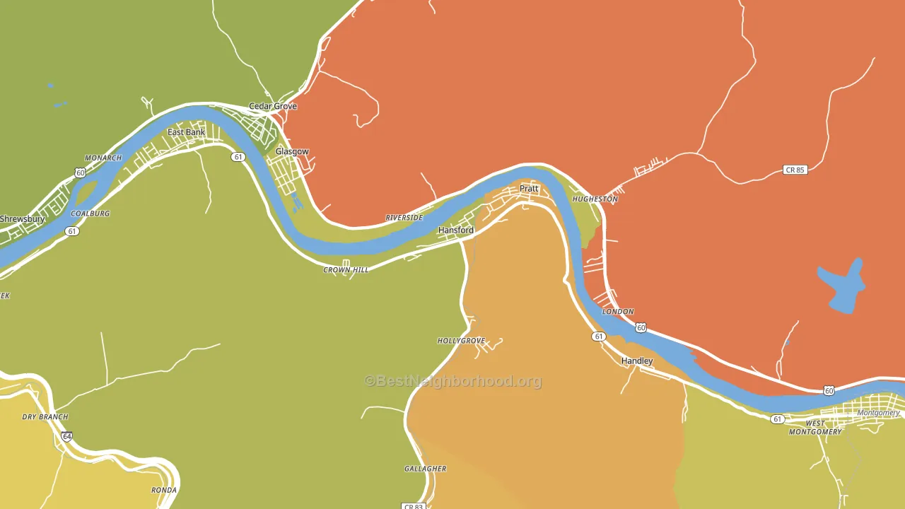 Hansford, WV block-group voter-turnout map
