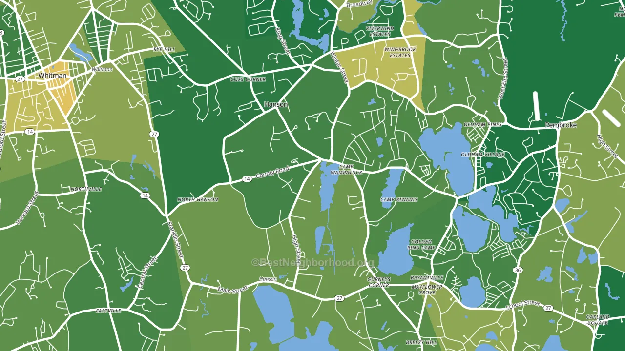 Hanson, MA block-group voter-turnout map
