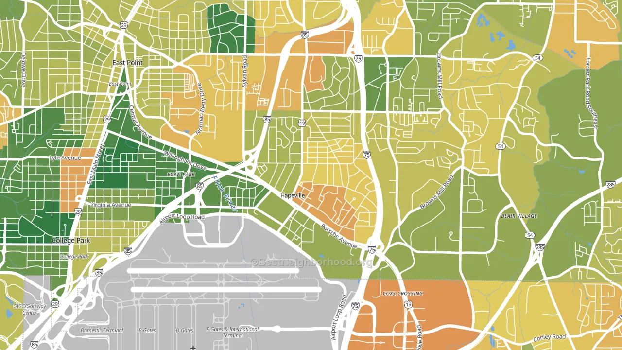 Hapeville, GA block-group voter-turnout map