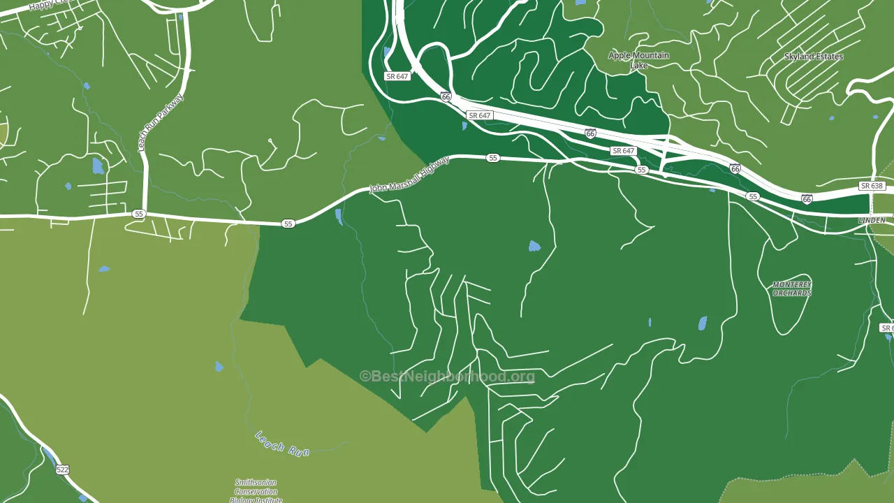 Happy Creek, VA block-group voter-turnout map
