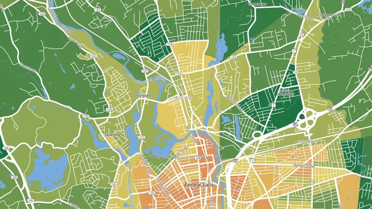 Happy Hollow, Valley Falls, RI block-group voter-turnout map