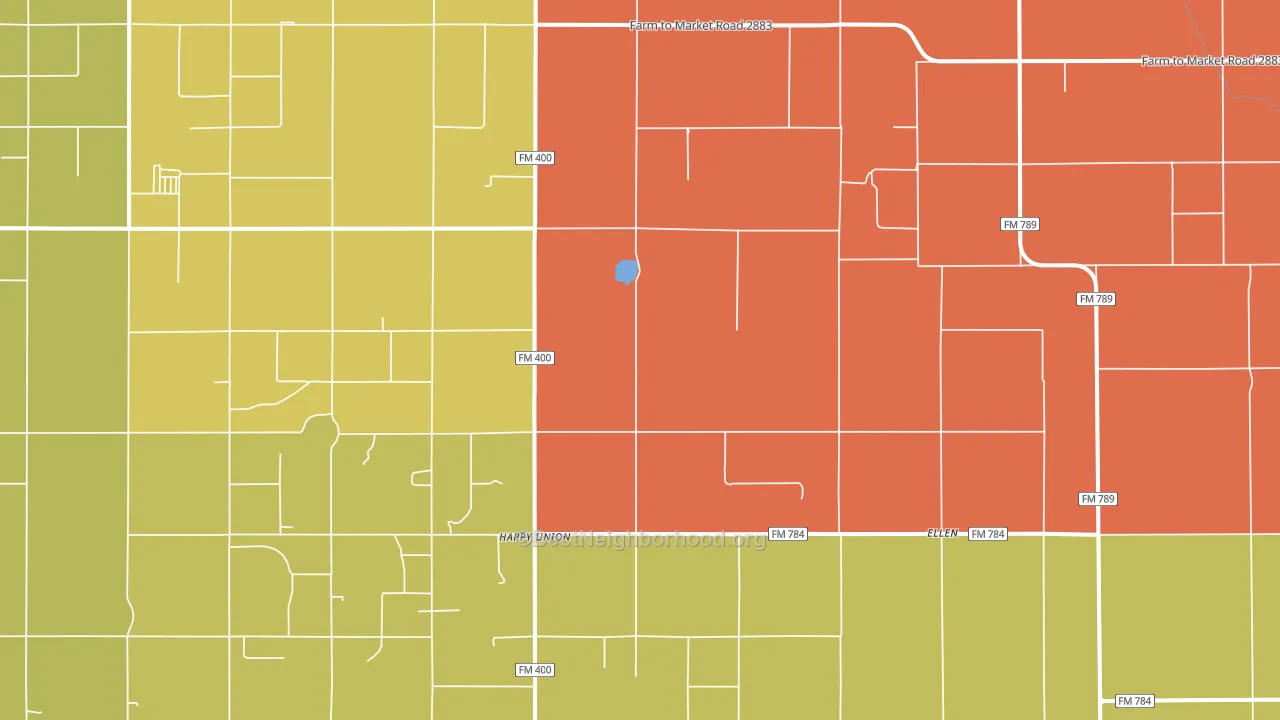 Happy Union, TX block-group voter-turnout map