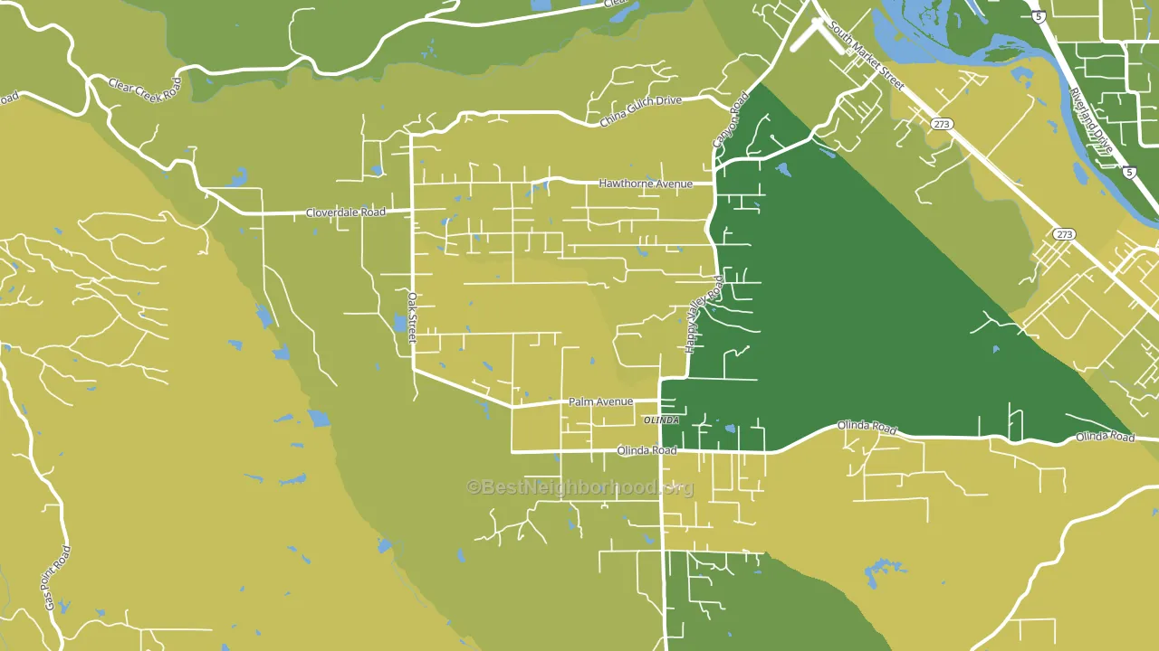 Happy Valley, Anderson, CA block-group voter-turnout map