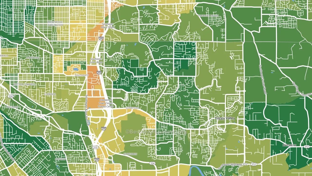 Happy Valley, OR block-group voter-turnout map