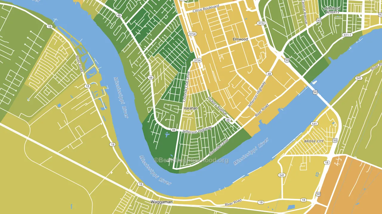 Harahan, LA block-group voter-turnout map