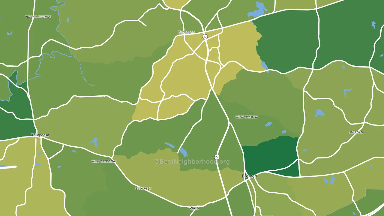 Haralson County, GA block-group voter-turnout map