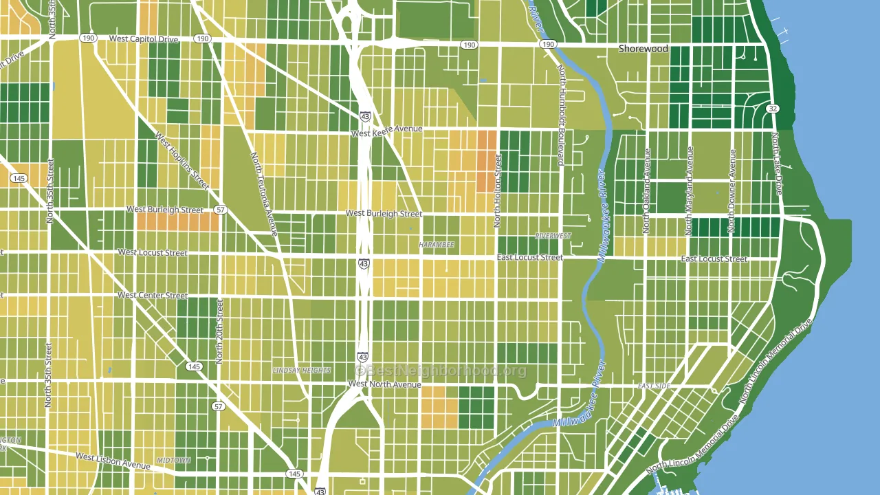 Harambee, Milwaukee, WI block-group voter-turnout map