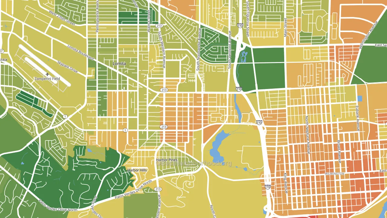 Harbor City, CA block-group voter-turnout map