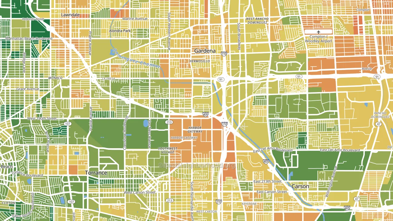Harbor Gateway, Torrance, CA block-group voter-turnout map