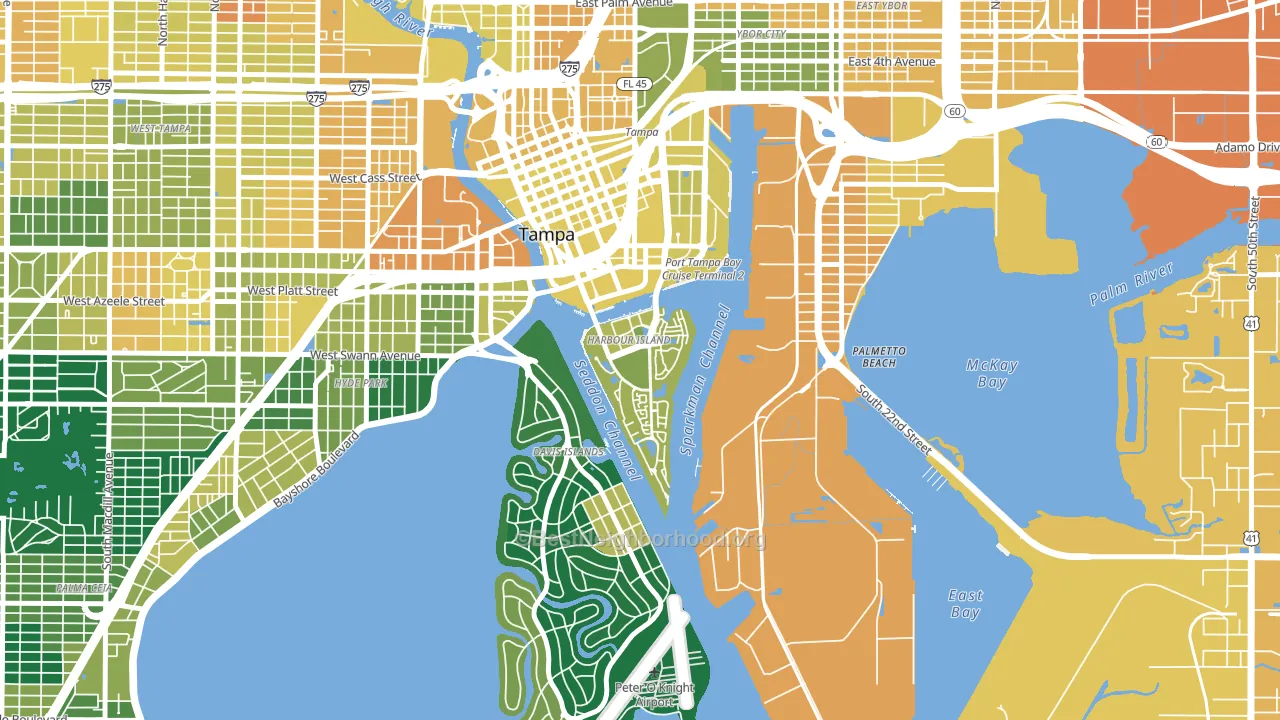 Harbour Island, Tampa, FL block-group voter-turnout map