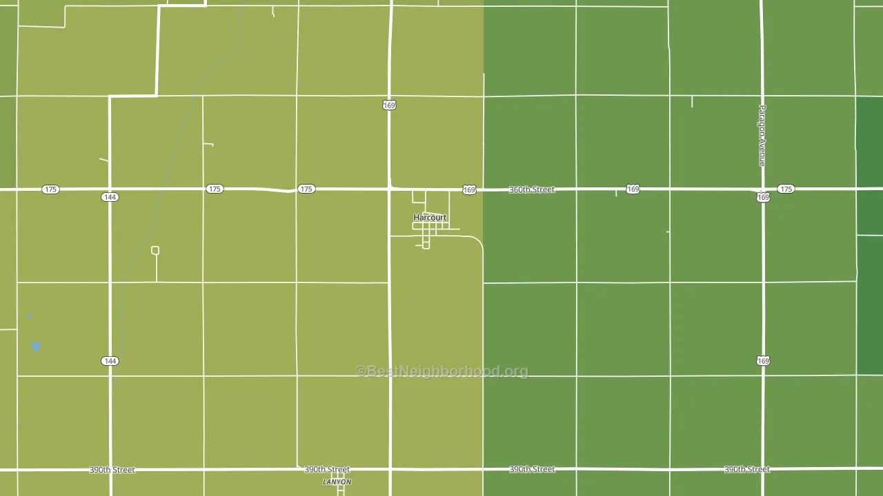Harcourt, IA block-group voter-turnout map