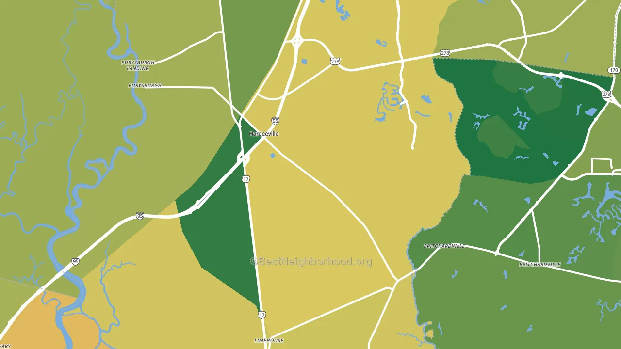 Hardeeville, SC block-group voter-turnout map