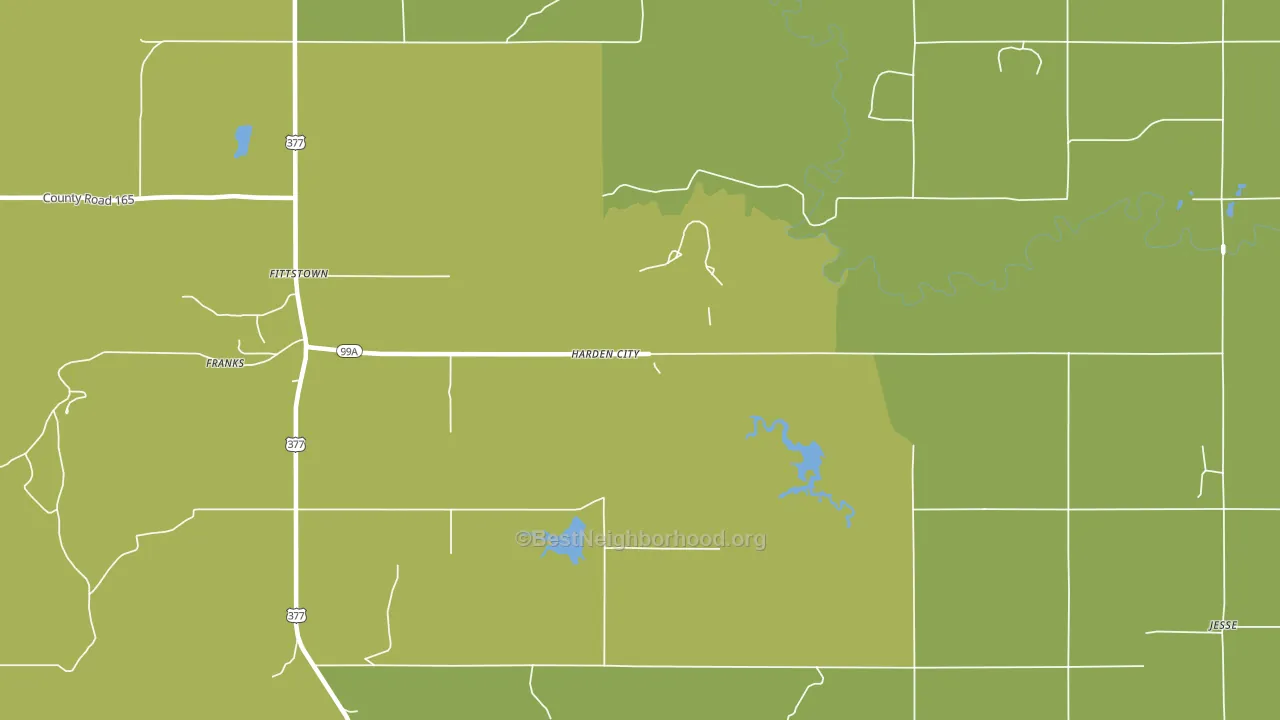Harden City, OK block-group voter-turnout map