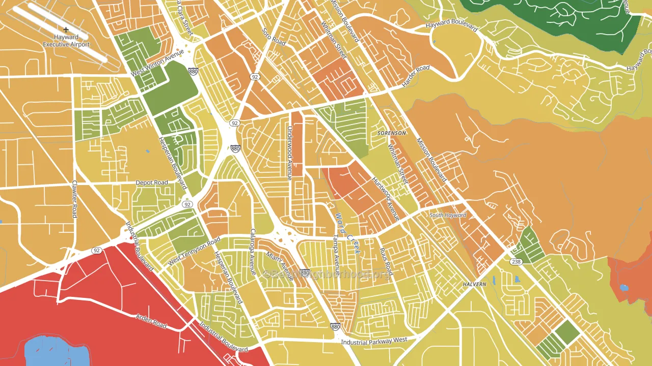 Harder-Tennyson, Hayward, CA block-group voter-turnout map