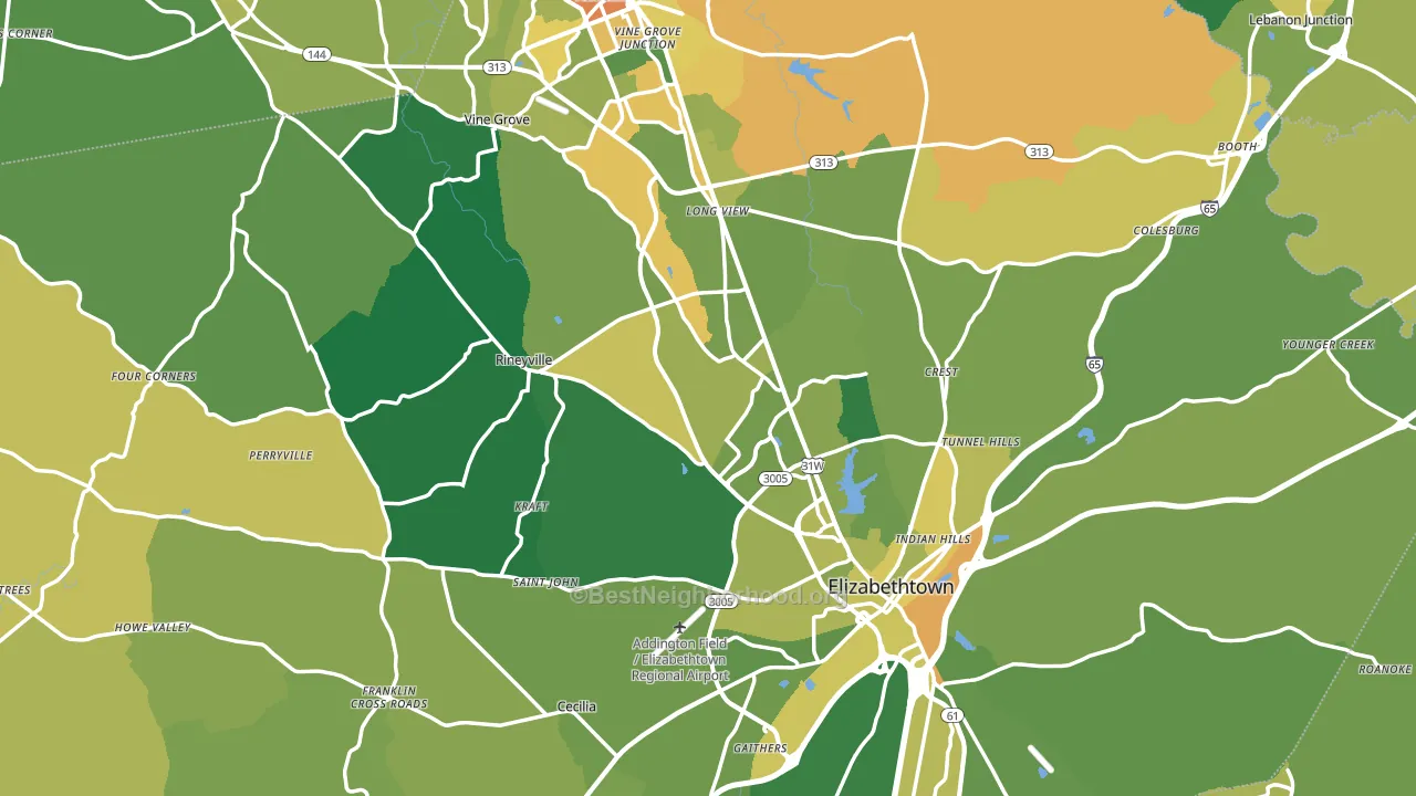 Hardin County, KY block-group voter-turnout map