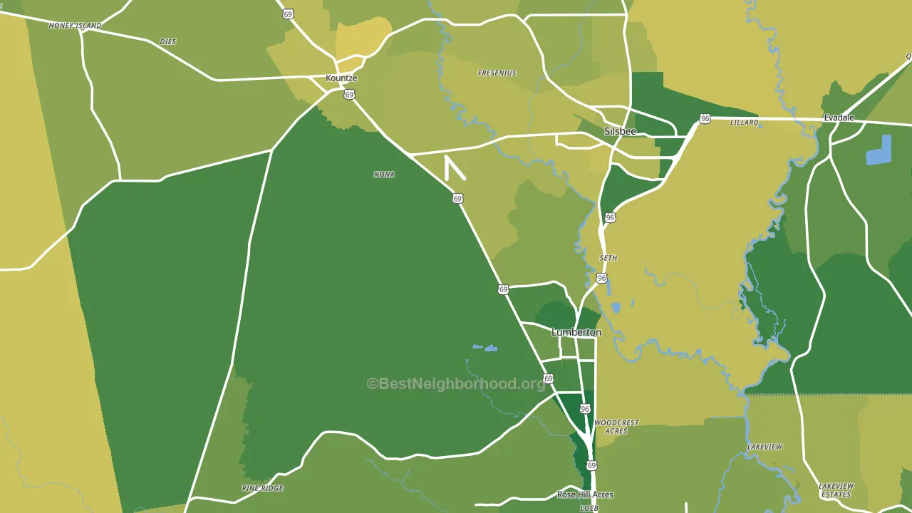 Hardin County, TX block-group voter-turnout map