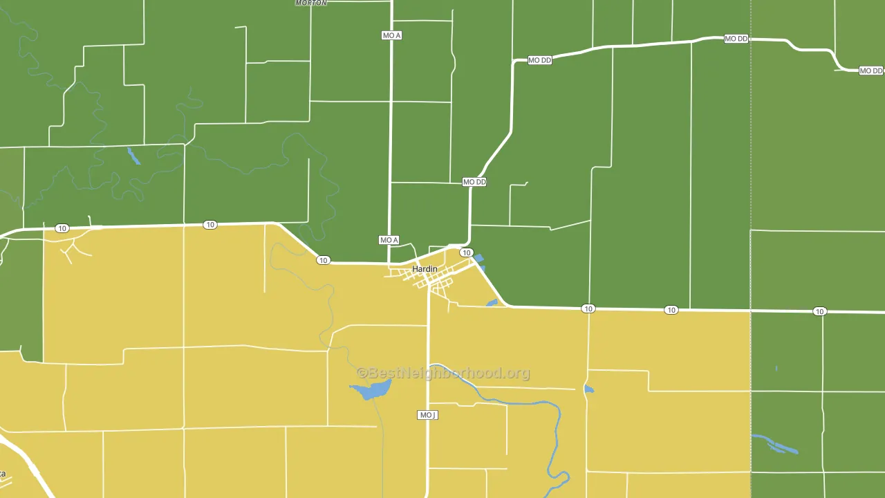 Hardin, MO block-group voter-turnout map