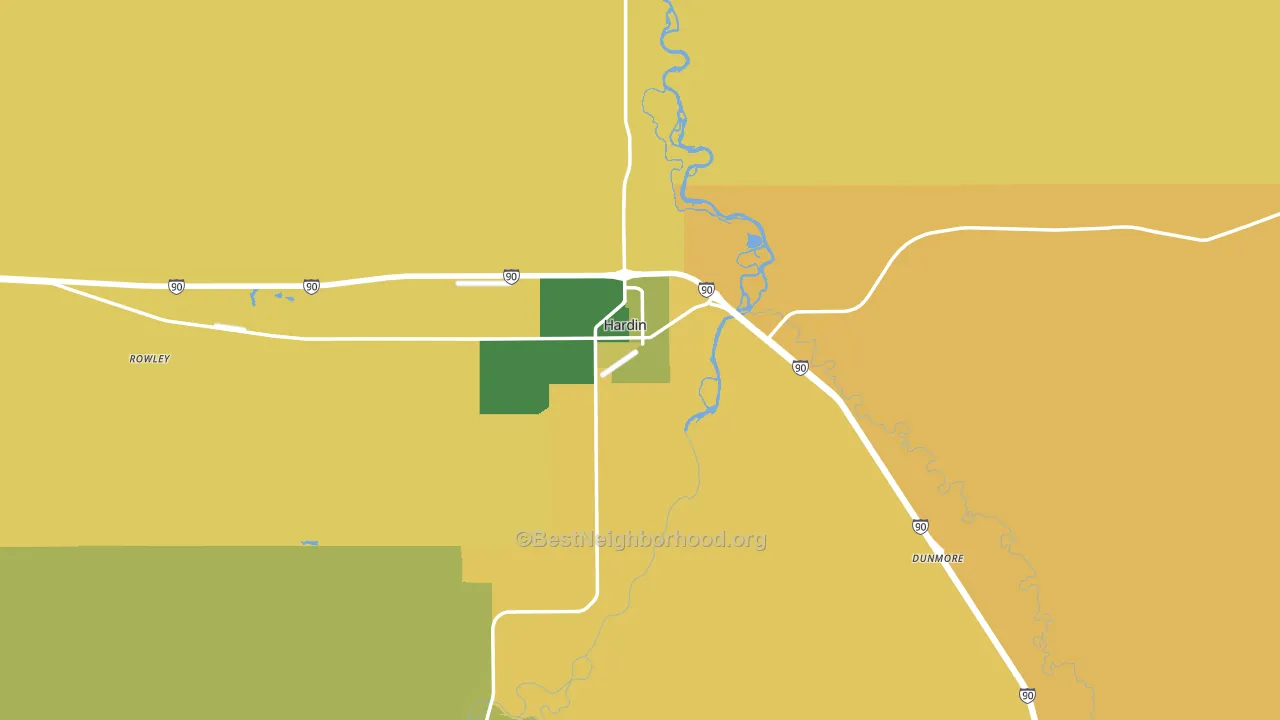 Hardin, MT block-group voter-turnout map