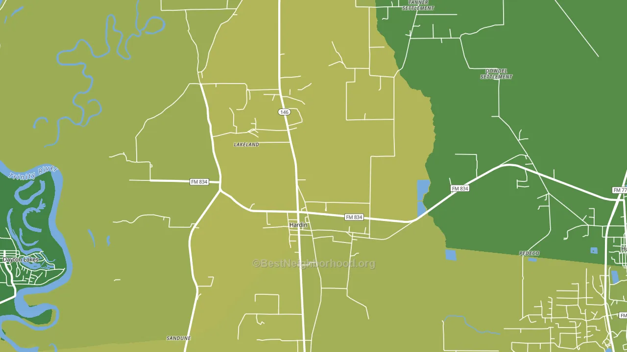 Hardin, TX block-group voter-turnout map