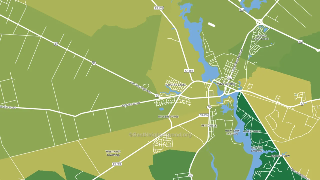 Harding Lakes, NJ block-group voter-turnout map