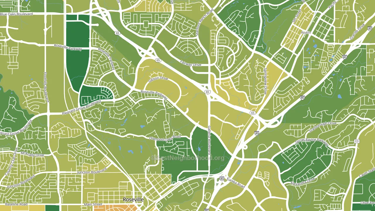 Harding, Roseville, CA block-group voter-turnout map