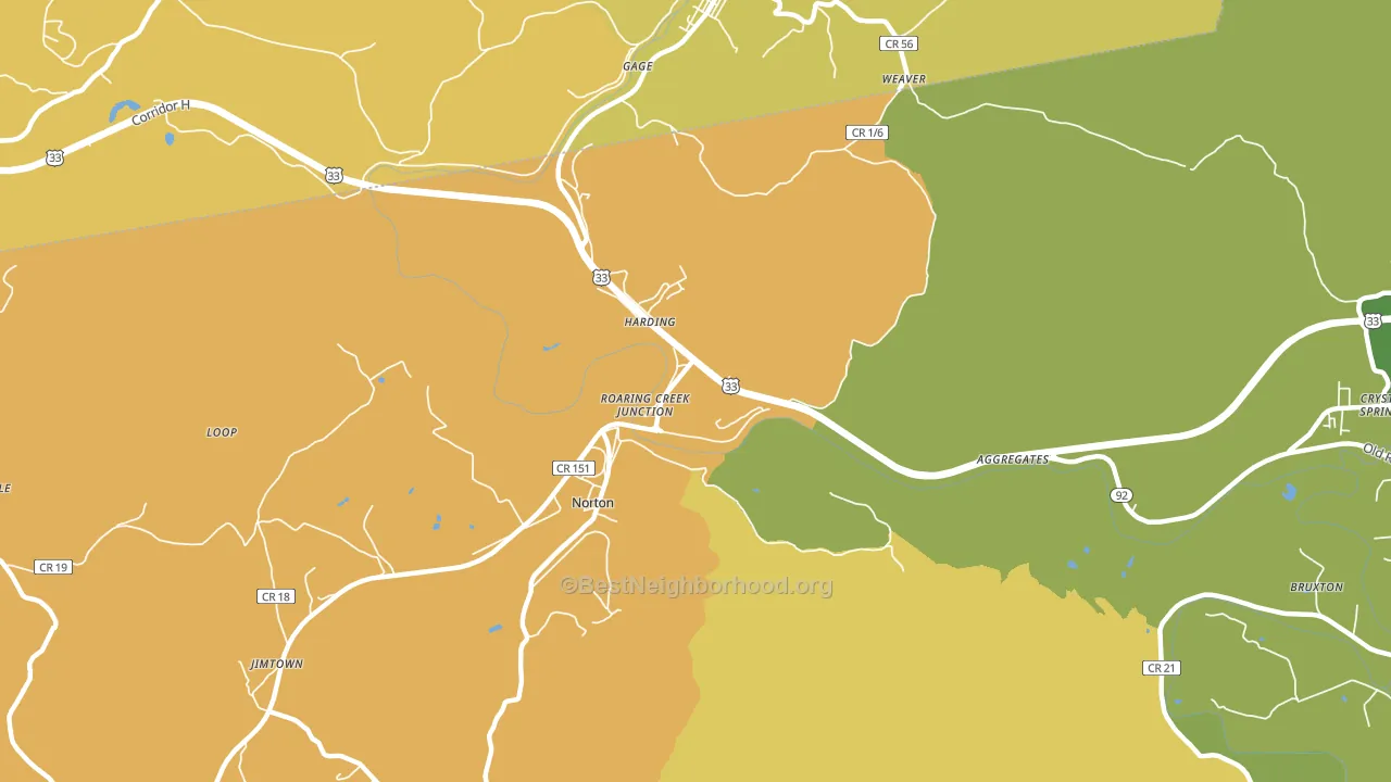 Harding, WV block-group voter-turnout map