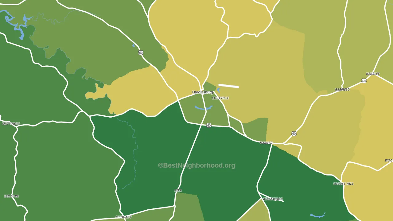 Hardinsburg, KY block-group voter-turnout map