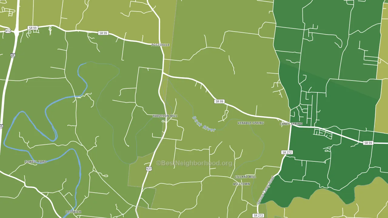 Hardison Mill, TN block-group voter-turnout map