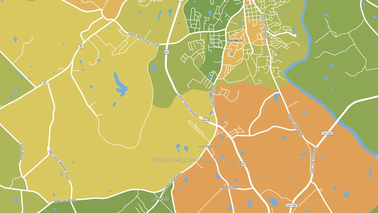 Hardwick, GA block-group voter-turnout map