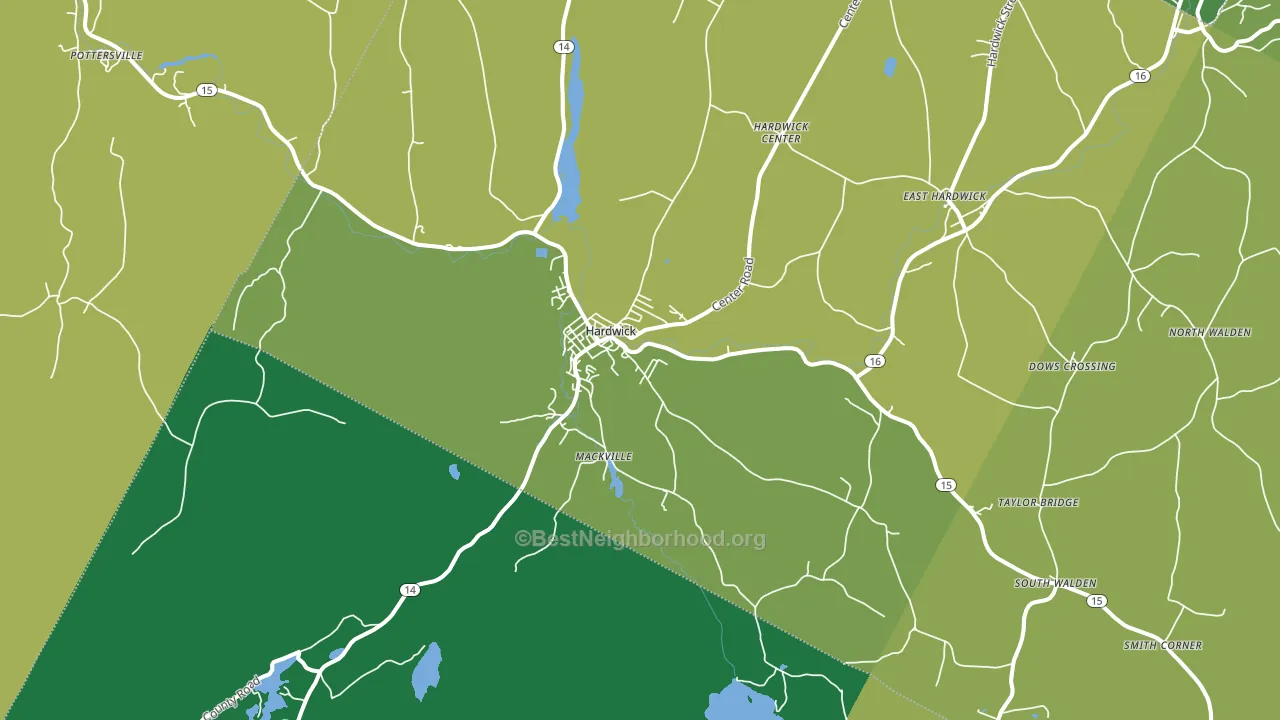 Hardwick, VT block-group voter-turnout map