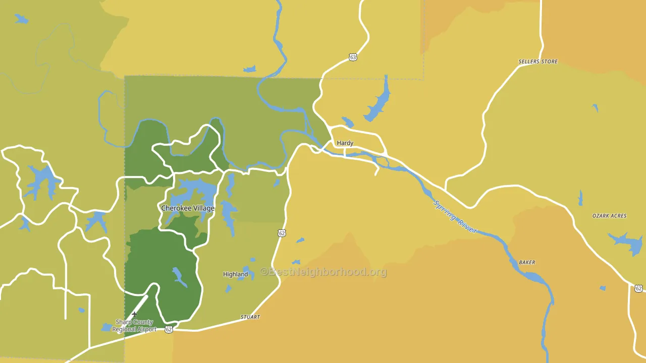 Hardy, AR block-group voter-turnout map