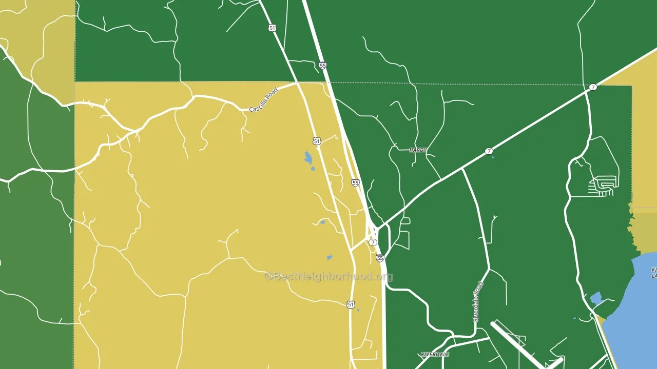 Hardy, MS block-group voter-turnout map