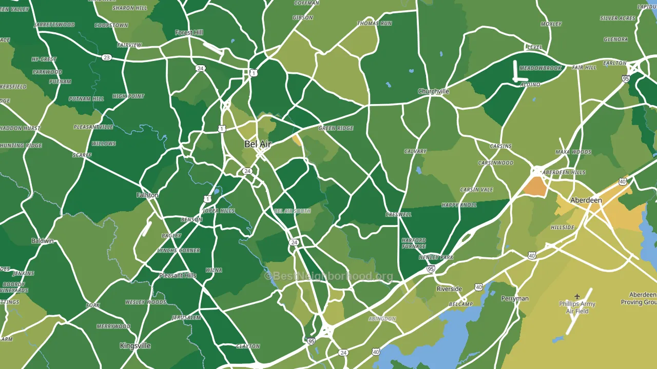 Harford County, MD block-group voter-turnout map