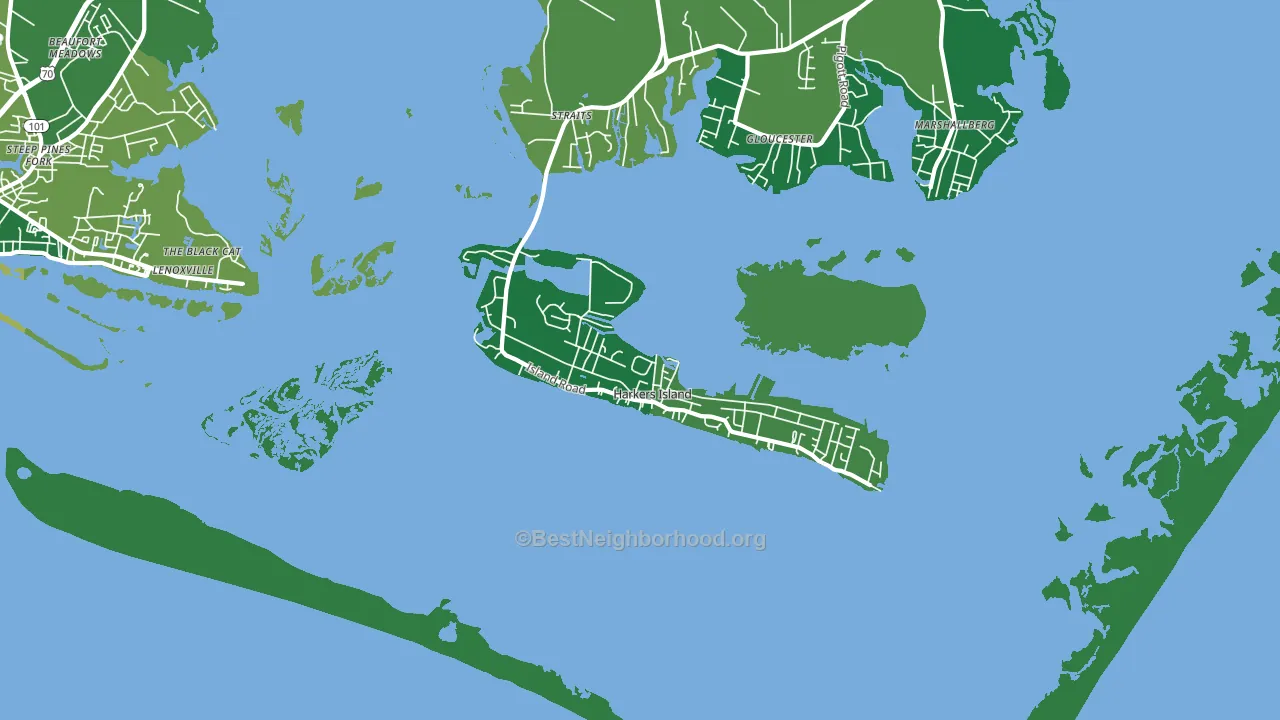 Harkers Island, NC block-group voter-turnout map