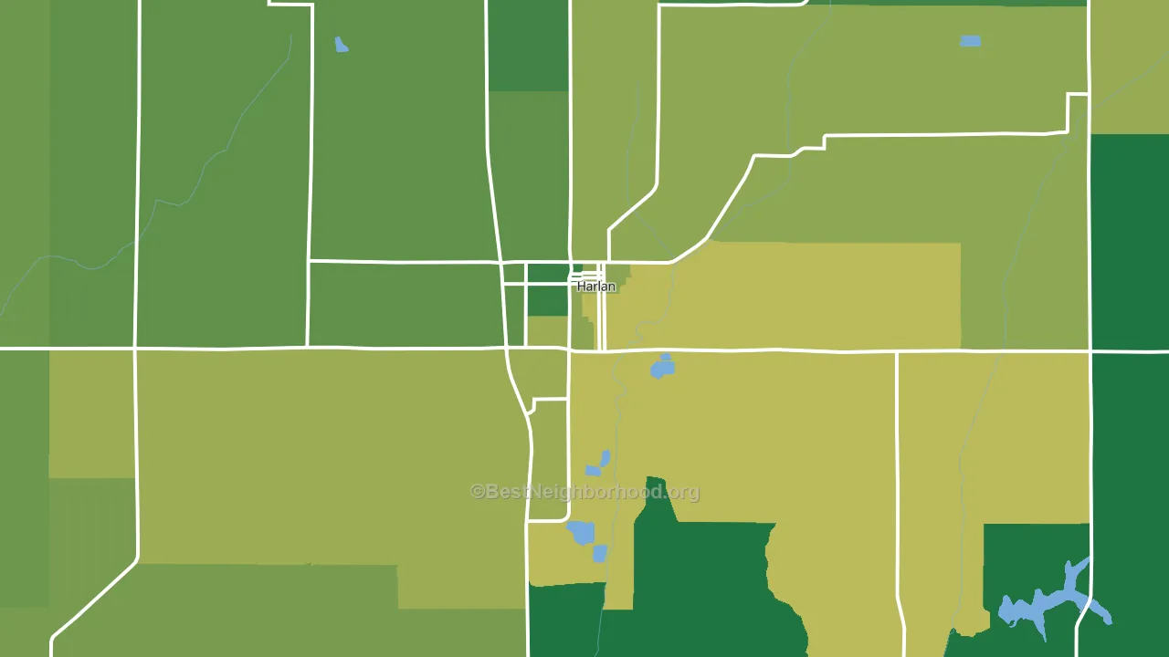 Harlan, IA block-group voter-turnout map